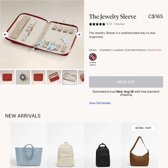 Serena Williams collection with luxury retailer Away. Jewellery Sleeve - Picture 2 of 5